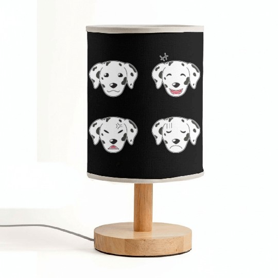 Funny Dalmatian Dog Cartoon Faces Fabric Lamps