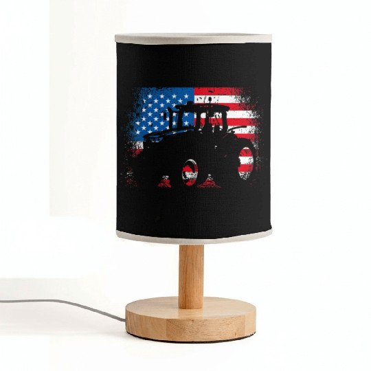 Tractor USA Flag design for Patriotic Farmer Fabric Lamps