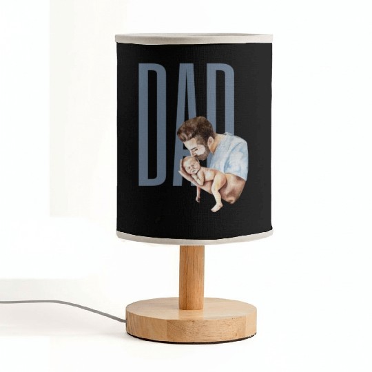 Dad And Newborn Watercolor Design Fabric Lamps