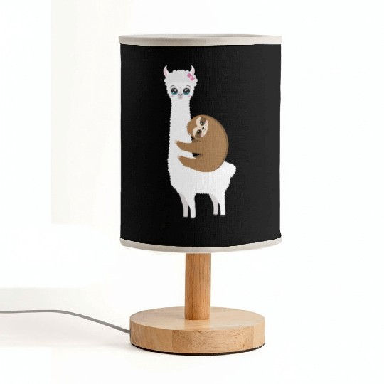 Cute kawaii llama with sloth Fabric Lamps