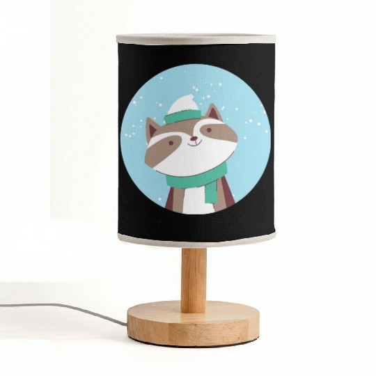 kawaii cute funny raccoon feels cold in winter Fabric Lamps