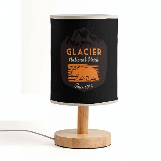 Glacier National Park US Flag Grizzly Bear Fabric Lamps