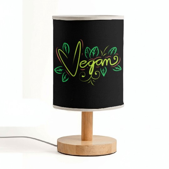 Green Logo With Veggies For Vegetarians And Vegan Fabric Lamps