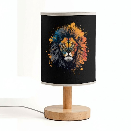 Ink Painting of Lion Head Fabric Lamps