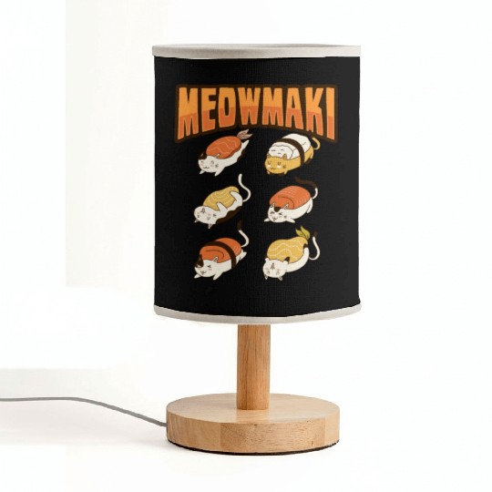 Cat Sushi Meow Design for a Cat Lady or Cat Mom Fabric Lamps