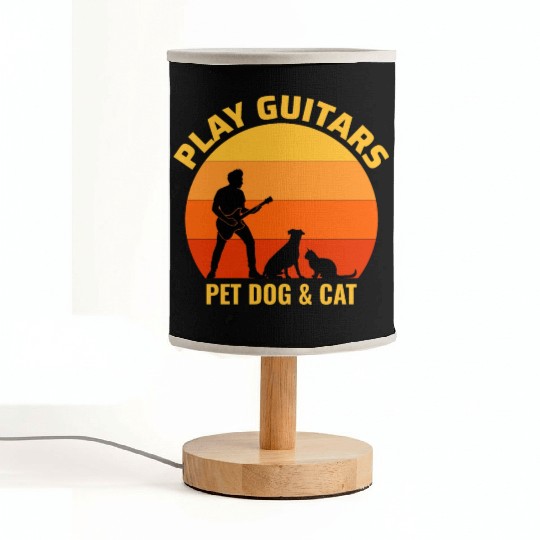 Bass Guitar Player Musician Bassist Cat Dog Animal Fabric Lamps