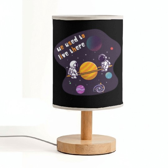 We Used To Live There Cool astronauts on Planets Fabric Lamps