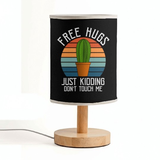 Free Hugs Just Kidding Don't Touch Me Retro Cactus Fabric Lamps