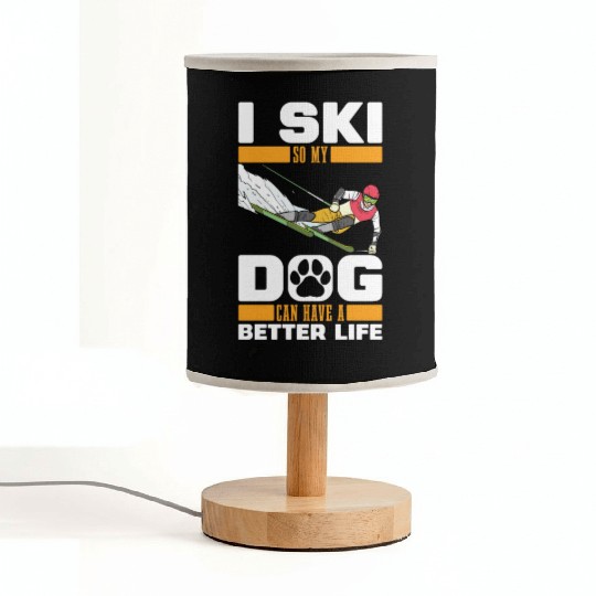 Skiing Skier Dog Fabric Lamps