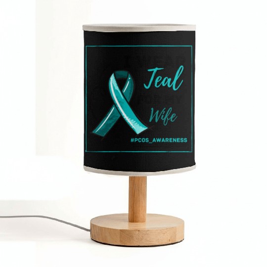 I Wear Teal For My Wife PCOS Teal Ribbon Awareness Fabric Lamps