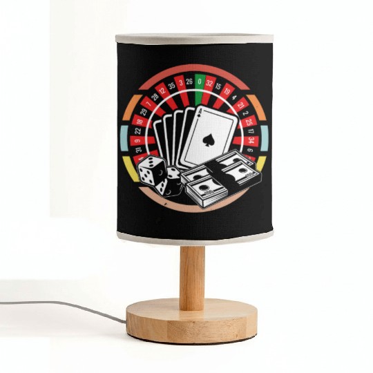 Poker Cards Roulette Wheel Casino Gambling Fabric Lamps
