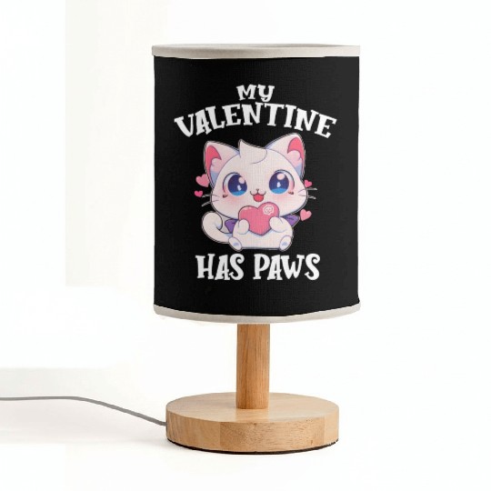 My Valentine Has Paws Valentine's Day Cute Cat Fabric Lamps