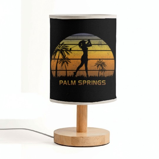 Retro Palm Springs Women's Golf Golfing Fan Fabric Lamps