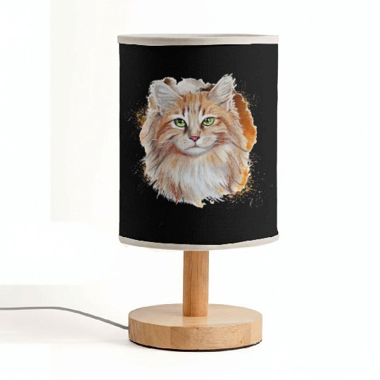 Watercolor Splash Beautiful Brown Cat Fabric Lamps