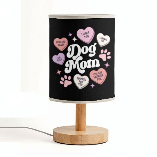Dog Mom Valentines Day Candy Hearts Galentines Fabric Lamps