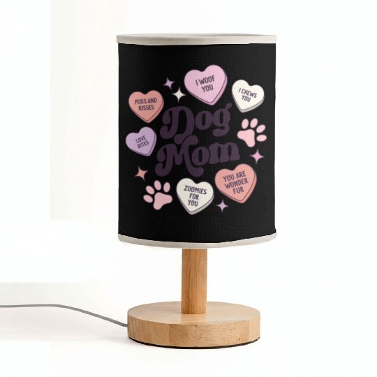 Dog Mom Valentines Day Candy Hearts Galentines Fabric Lamps
