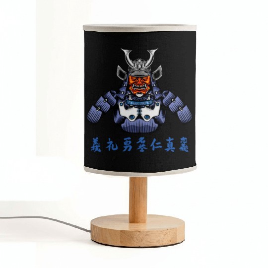 Japanese Samurai Warrior Blue Devil Mask Fabric Lamps