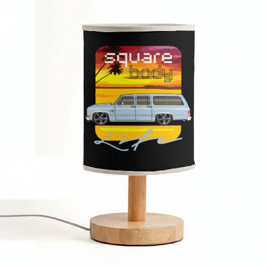 square Light Blue Fabric Lamps