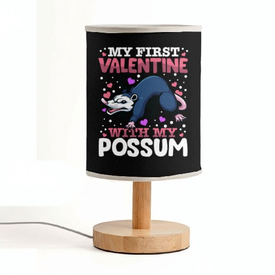My First Valentine With My Possum Animal Heart Fabric Lamps