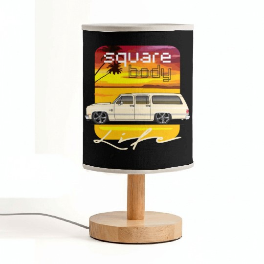square Santa Fe Tan Fabric Lamps