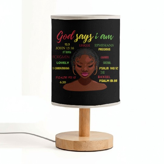 African American Girl God Says I Am Black Pride Fabric Lamps