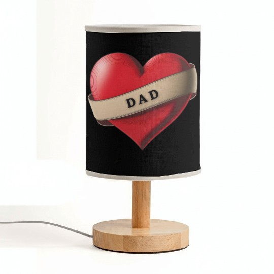 Dad - Lovely Red Heart With a Ribbon Fabric Lamps