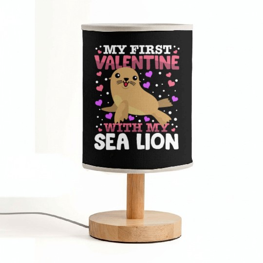 My First Valentine With My Sea Lion Animal Heart Fabric Lamps