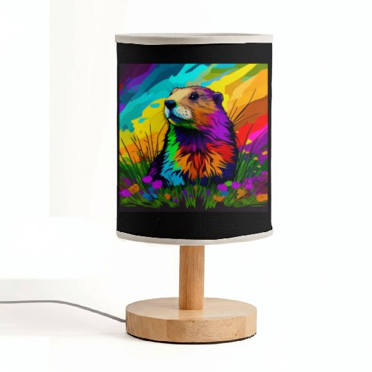 multicolor groundhog.groundhog day ,groundhog gift Fabric Lamps