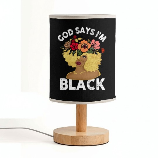 African American Girl God Says I Am Black Pride Fabric Lamps