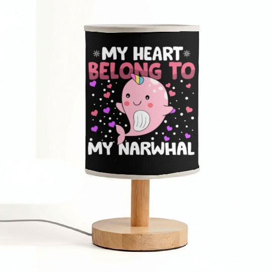 Valentines Day My Heart Belong to My Narwhal Boys Fabric Lamps