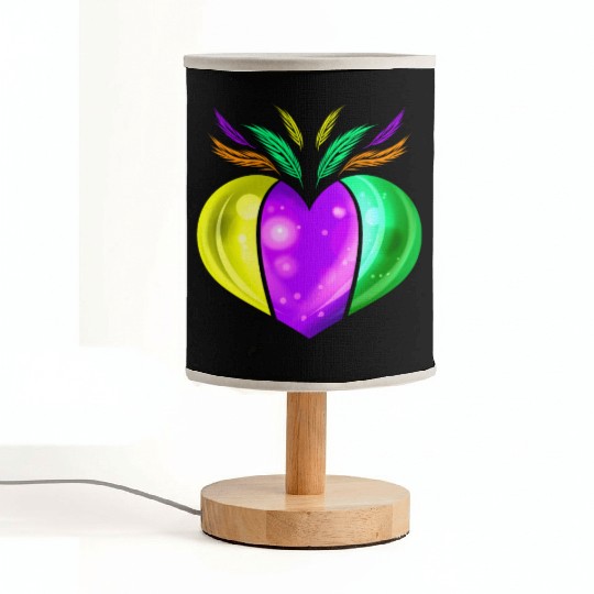 Yellow Golden, Purple And Green Heart For Mardi Fabric Lamps