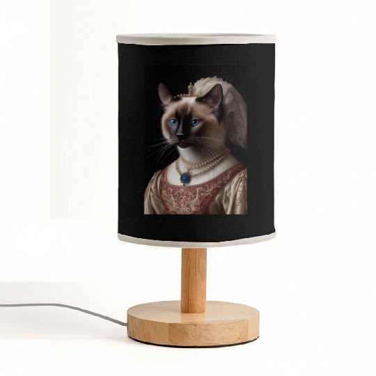 Balinese Queen Bobtail Cat Breed Portrait Royal Re Fabric Lamps