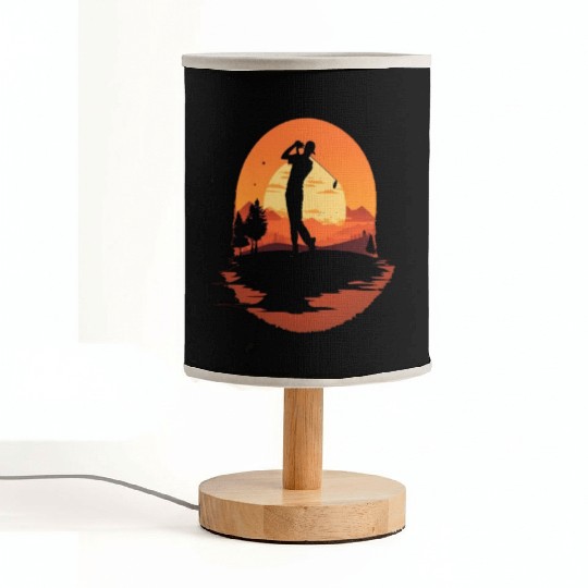 Golf Course Family Trip Cool Golfer In Sunset Fabric Lamps