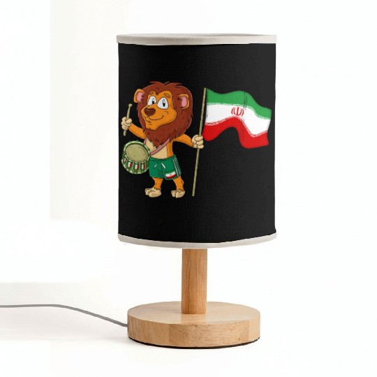 Lion with the Iran flag Fabric Lamps