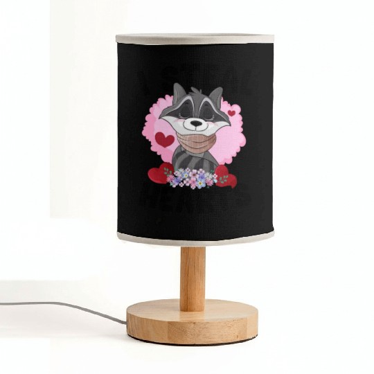 Cute Raccoon Lover Valentines Day Raccoon Hearts Fabric Lamps