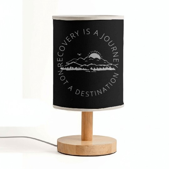 recovery is a journey grey text, 12 step gifts Fabric Lamps