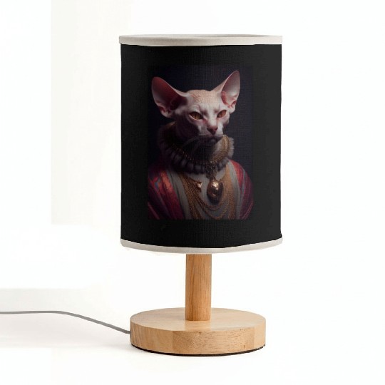 Sphynx King Cat Breed Portrait Royal Renaissance A Fabric Lamps