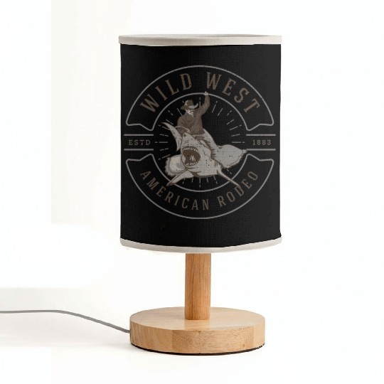 Cowboy Rides a Shark Fabric Lamps
