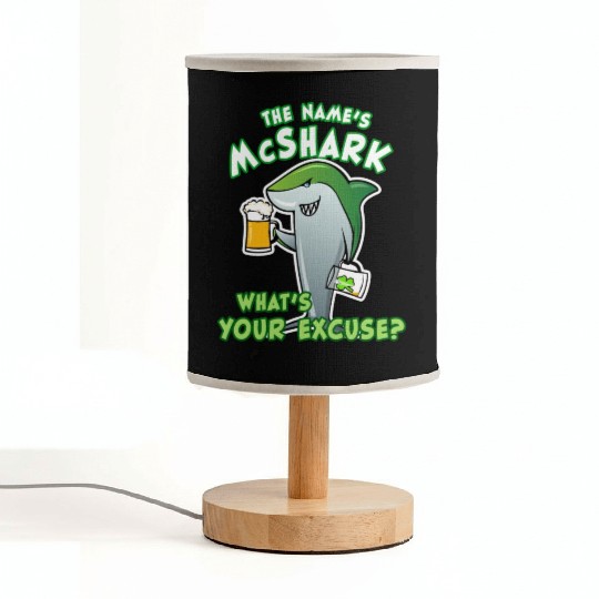 St Patricks Day Shark Funny Beer Drinking Fabric Lamps