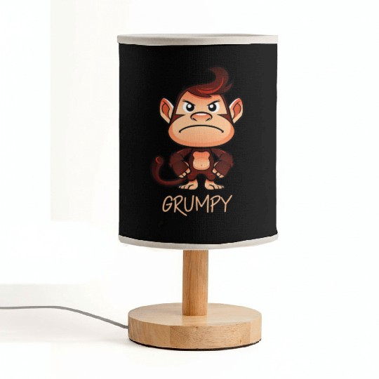 Grumpy Monkey Meme Aesthetic Bad Mood chimpanzee Fabric Lamps