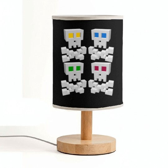 8-bit Pixel Pop Art Style Pirate Flag Skulls Fabric Lamps