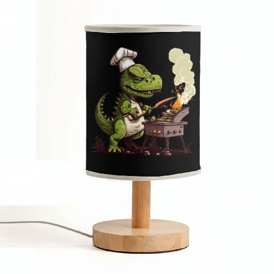 Baby Dinosaur Using A Charcoal Grill Cooking Meat Fabric Lamps