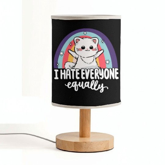 I Hate Everyone Equally Cute Cat People Hater Fur Fabric Lamps
