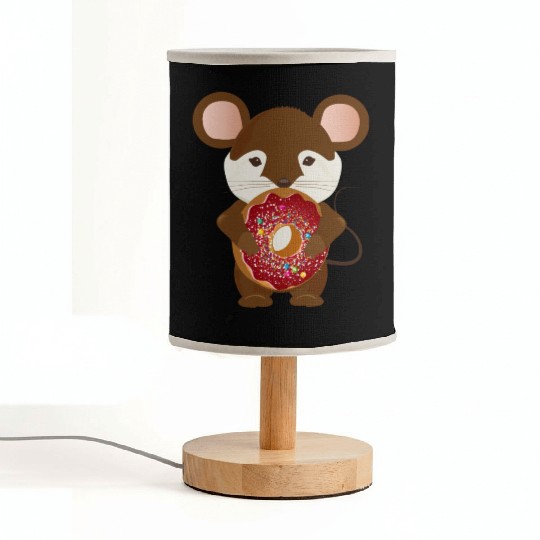 cute brown mouse with delicious donut Fabric Lamps