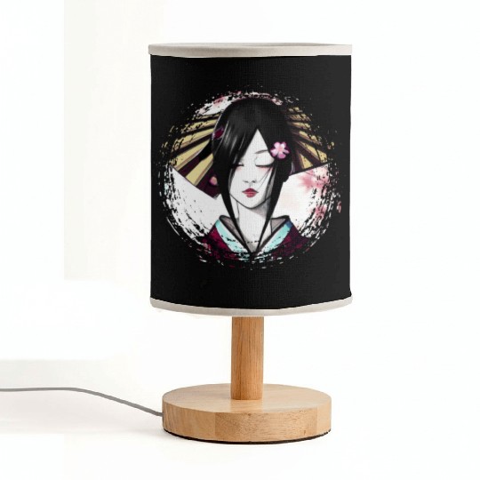 Geisha, traditional digital art, Japan Fabric Lamps