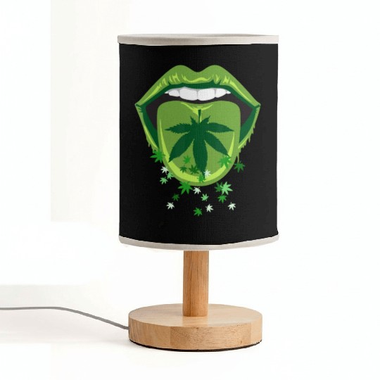 Marijuana Smoker Pot Leaf Tongue Green Lips Love W Fabric Lamps