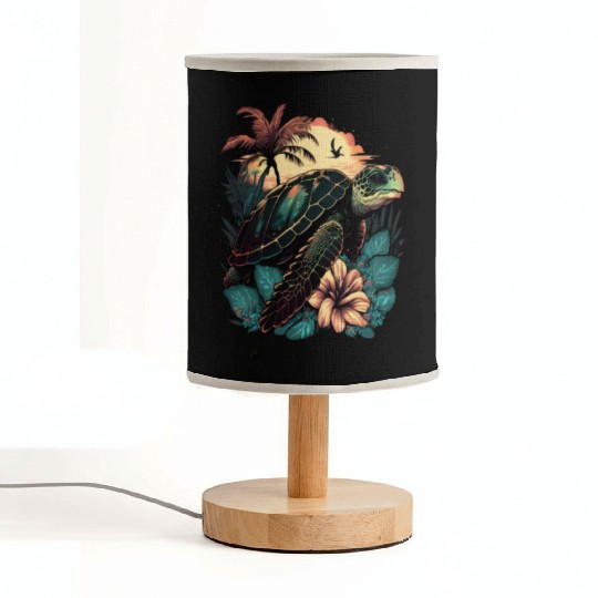 Turtle Hawaiian Sea Turtles Hibiscus Flower Fabric Lamps