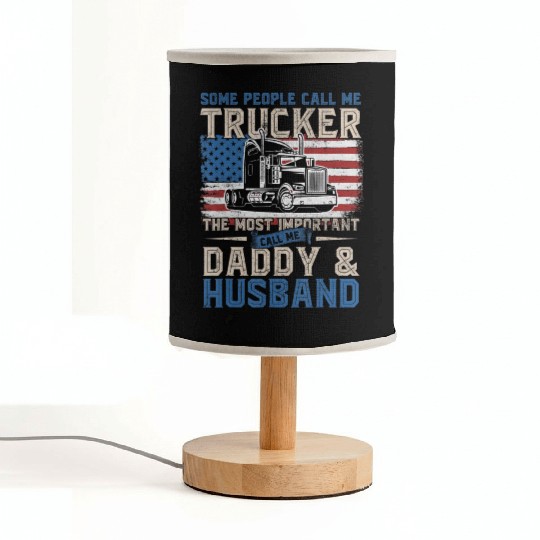 Truck Driver Gift Trucker Daddy Husband US Flag Fabric Lamps