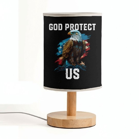 God Protect US American Bald Eagle Christian 4th Fabric Lamps