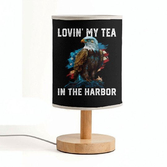 Lovin My Tea In The Harbor Patriotic Tea Drinker Fabric Lamps